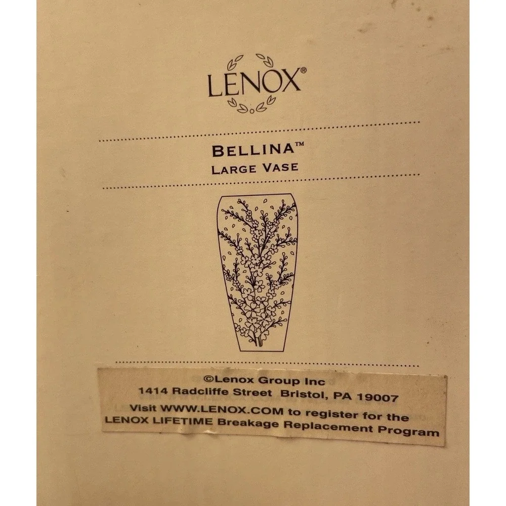 NEW Lenox Bellina Floral Large Vase Frosted With White Flowers 11